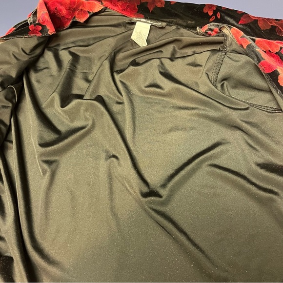 Sag Harbor Floral Velvet Button-Up Shirt Shiny Vintage Retro Party XL - Picture 16 of 16